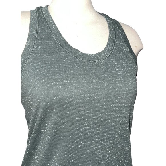 Athleta Racerback Tank Top Sz Medium Sparkly Gray Sleeveless Athletic Shirt Stre - Picture 7 of 8